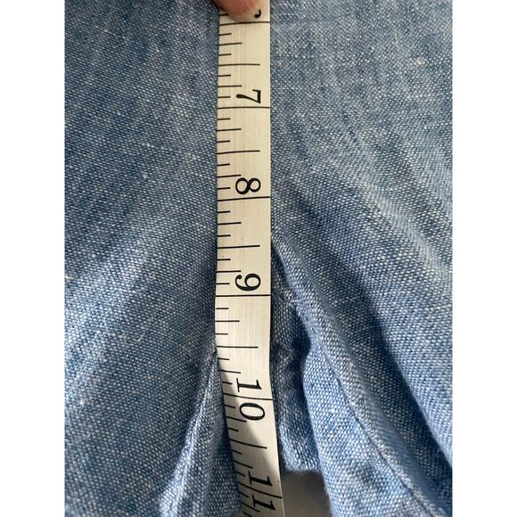 TALBOTS Women 2P 100% LINEN PANTS Blue Belt Loops Front Zip Comfy Travel Pockets - Picture 5 of 7